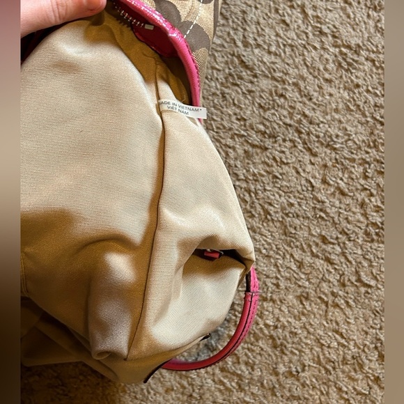 COACH Foldover Tote Shopper Signature Purse Pink Stripe F23304 Crossbody Bag Top - Picture 11 of 12